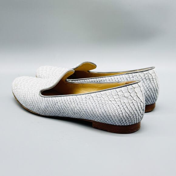 M.Gemi Shoes Womens EU 35.5 US 5.5 Gray Python Embossed Leather Loafers Italy - Picture 6 of 13